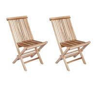 vidaXL Chaise de Jardin Pliante 2 pc Naturel Bois de Teck Massif