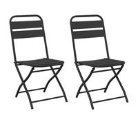 Vidaxl Chaises De Jardin Pliantes 2 Pcs Anthracite 42x52x82 Cm Acier Enduit De Poudre