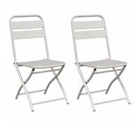 Vidaxl Chaises De Jardin Pliantes 2 Pcs Beiges 42x52x82 Cm Acier Enduit De Poudre