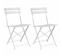 vidaXL Chaise de Jardin Pliante 2 pcs Blanc 42 x 46 x 82cm Métal, Chaise Pliante Moderne pour Jardin et terrasse, mobilier extérieur Durable, assises métalliques compactes