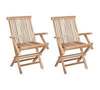 vidaXL Chaise de Jardin Pliante 2 pcs Naturel Bois de Teck Massif, Chaise Pliante en Teck Moderne, mobilier de Jardin, Gain de Place, Design élégant, Parfait pour dîner en extérieur