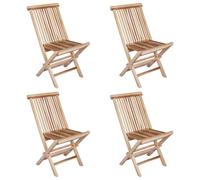 vidaXL Chaise de Jardin Pliante 4 pcs Naturel Bois de Teck Massif, Chaise d'extérieur en Teck Moderne, siège Pliant pour Jardin, mobilier de Patio, Pliable