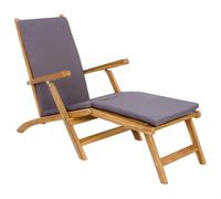vidaXL Chaise de Jardin Pliante avec Coussin Gris foncé, Chaise Longue réglable, Pliable, Confortable pour l'extérieur, en Teck, mobilier de Jardin résistant aux intempéries