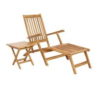 vidaXL Chaise de Jardin Pliante avec Table Naturel Bois de Teck Massif, Chaise Longue en Teck Moderne, Ensemble détente extérieur, 5 Positions, Fauteuil Confortable pour Le Jardin