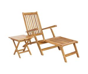 vidaXL Chaise de Jardin Pliante avec Table Naturel Bois de Teck Massif, Chaise Longue en Teck Moderne, Ensemble détente extérieur, 5 Positions, Fauteuil Confortable pour Le Jardin