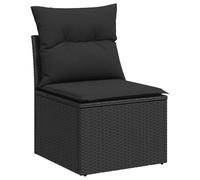 vidaXL Canapé de jardin sans accoudoirs en résine tressée Noir avec coussins