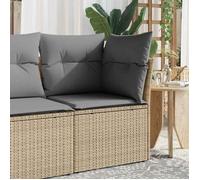 vidaXL Canapé de jardin sans accoudoirs en résine tressée avec coussins Beige