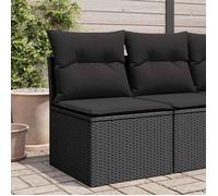 vidaXL Canapé de jardin sans accoudoirs en résine tressée Noir avec coussins