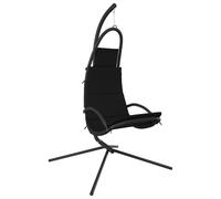vidaXL Chaise de jardin suspendue avec coussin Tissu Oxford noir et acier