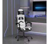 vidaXL Chaise de jeu avec repose-pied Blanc et noir Similicuir