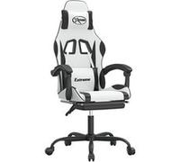 vidaXL Chaise de jeu avec repose-pied Blanc et noir Similicuir Blanc