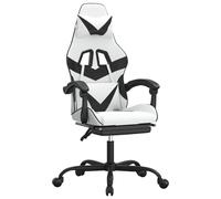 Chaise de jeu avec repose-pied Blanc et noir Similicuir
