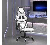 Vidaxl Chaise De Jeu Avec Repose-Pied Blanc Et Noir Similicuir Multicolore