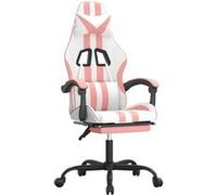 vidaXL Chaise de jeu avec repose-pied Blanc et rose Similicuir Blanc