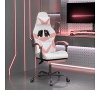 Vidaxl Chaise De Jeu Avec Repose-Pied Blanc Et Rose Similicuir Multicolore