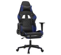 vidaXL Chaise de jeu avec repose-pied Noir et bleu Similicuir