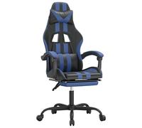 vidaXL Chaise de jeu avec repose-pied Noir et bleu Similicuir