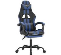 vidaXL Chaise de jeu avec repose-pied Noir et bleu Similicuir Noir