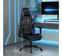 vidaXL Chaise de jeu avec repose-pied Noir et bleu Similicuir Noir
