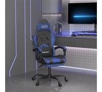 vidaXL Chaise de jeu avec repose-pied Noir et bleu Similicuir Noir