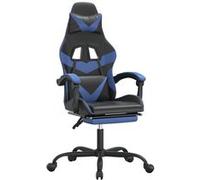 vidaXL Chaise de jeu avec repose-pied Noir et bleu Similicuir Noir G