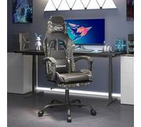 vidaXL Chaise de jeu avec repose-pied Noir et camouflage Similicuir Noir