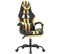 vidaXL Chaise de jeu avec repose-pied Noir et doré Similicuir Noir