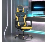 vidaXL Chaise de jeu avec repose-pied Noir et doré Similicuir Noir