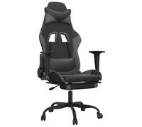 vidaXL Chaise de jeu avec repose-pied Noir et gris Similicuir