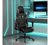 vidaXL Chaise de jeu avec repose-pied Noir et gris Similicuir