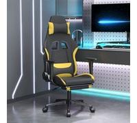 vidaXL Chaise de jeu avec repose-pied Noir et jaune Tissu Noir G