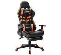 vidaXL Chaise de jeu avec repose-pied Noir et orange Cuir artificiel Multicolore G