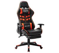 Vidaxl Chaise De Jeu Avec Repose-Pied Noir Et Orange Cuir Artificiel Noir
