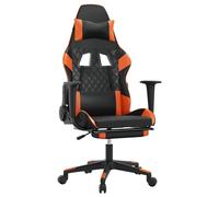 vidaXL Chaise de jeu avec repose-pied Noir et orange Similicuir