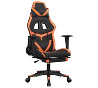 vidaXL Chaise de jeu avec repose-pied Noir et orange Similicuir