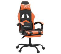 vidaXL Chaise de jeu avec repose-pied Noir et orange Similicuir