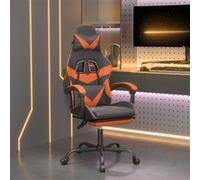 vidaXL Chaise de jeu avec repose-pied Noir et orange Similicuir Noir