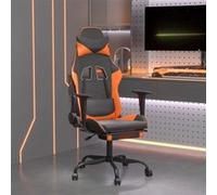 vidaXL Chaise de jeu avec repose-pied Noir et orange Similicuir Noir G