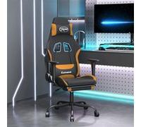 Chaise de jeu avec repose-pied Noir et orange Tissu