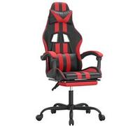 vidaXL Chaise de jeu avec repose-pied Noir et rouge Similicuir Noir
