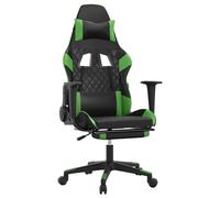 vidaXL Chaise de jeu avec repose-pied Noir et vert Similicuir