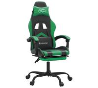 vidaXL Chaise de jeu avec repose-pied Noir et vert Similicuir