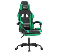 vidaXL Chaise de jeu avec repose-pied Noir et vert Similicuir