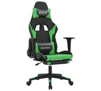 Vidaxl Chaise De Jeu Avec Repose-Pied Noir Et Vert Similicuir Multicolore