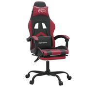 vidaXL Chaise de jeu avec repose-pied Noir/rouge bordeaux Similicuir