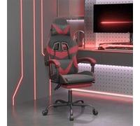 vidaXL Chaise de jeu avec repose-pied Noir/rouge bordeaux Similicuir Noir