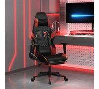vidaXL Chaise de jeu avec repose-pied Noir/rouge bordeaux Similicuir Noir G