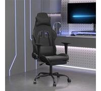 vidaXL Chaise de jeu avec repose-pied Noir Similicuir Noir G