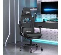 vidaXL Chaise de jeu avec repose-pied Noir Tissu Noir