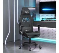 vidaXL Chaise de jeu avec repose-pied Noir Tissu Noir